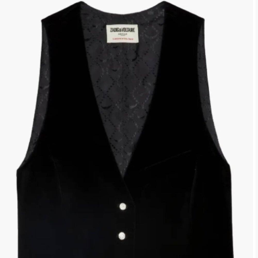 Zadig & Voltaire Emaux Velvet Vest – Black (S/36) NWT - Picture 8 of 11